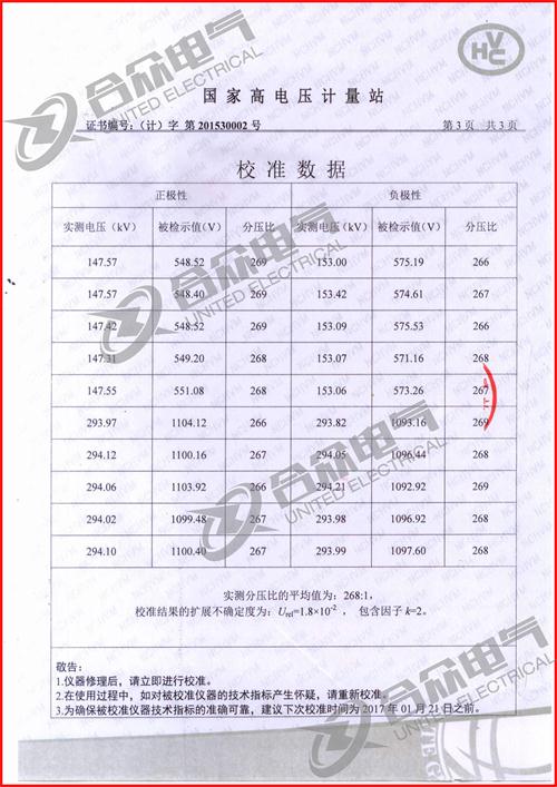 沖擊電壓發(fā)生器標準證書 沖擊電壓發(fā)生器標準證書
